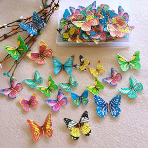 烘焙蛋糕点心甜品装饰冷盘糯米纸蝴蝶100只可食用生日蛋糕插卡