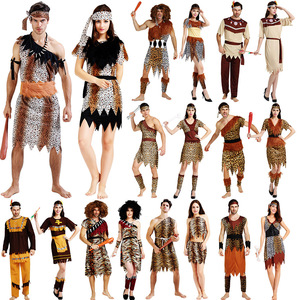 野人服装非洲豹纹虎纹土著人原始人服男女印第安豹纹野人猎人衣服