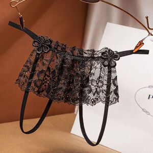 蕾丝摇摆裙内裤女开裆免脱极度诱惑细带透视性感情趣丁字裤可插