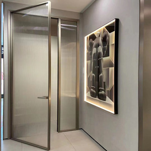 07灰色卫生间窄边平开门厨房浴室黑色超白油砂玻璃子母门31人付款