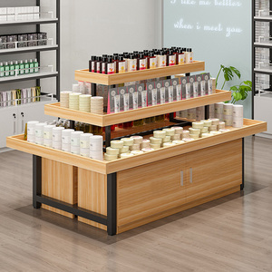 超市中岛柜产品展示柜母婴玩具堆头鞋子陈列展示架三层流水台货架