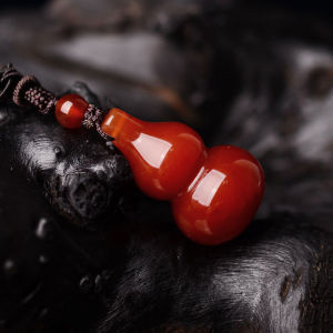 臻莱天然红玛瑙葫芦吊坠项链男女情侣款水晶饰品挂坠项坠礼物