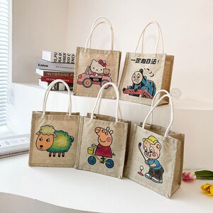 幼儿园diy自制麻布包涂鸦diy材料包涂色麻布袋儿童手绘帆布便当包