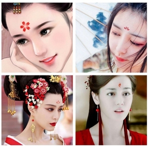 花钿眉心贴汉服古装花印美人纹身贴防水持久写真儿童表演额头贴纸