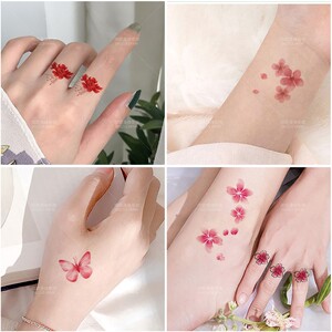 樱花纹身贴防水女持久仿真ins风小花朵遮锁骨脚踝胸前腿图案贴纸