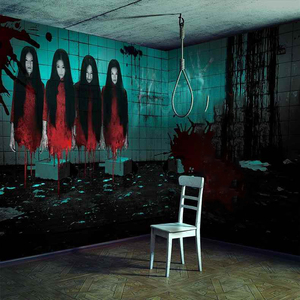 3d立体恐怖墙纸鬼屋主题密室逃脱剧本杀厉鬼诡异惊悚装饰房间壁纸