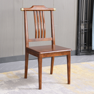 新中式餐椅全实木椅子现代中式餐厅饭店酒店餐桌椅家用官帽书桌椅