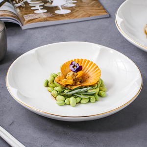 凉菜冷菜盘酒店金边创意中式意境菜餐具高颜值菜盘仪式感汤盘盘子