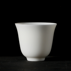 德化羊脂玉白瓷茶杯 高档喝茶杯子家用陶瓷茶具品茗杯 玉兰杯单杯