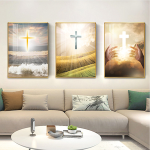 基督教十字架客厅挂画北欧玄关装饰画天主教油画壁画餐厅卧室中堂