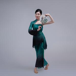 烟云舞桃李杯咏荷服装套装飘逸渐变独舞古典舞表演胶州舞蹈服艺考