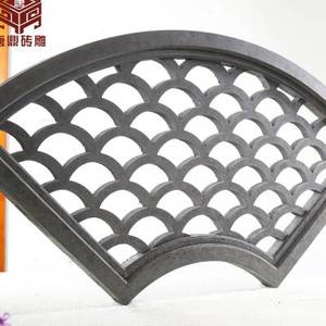 唐鼎砖雕仿古青砖扇形镂空瓦片园林围墙墙面装饰挂件徽派瓦镂花窗