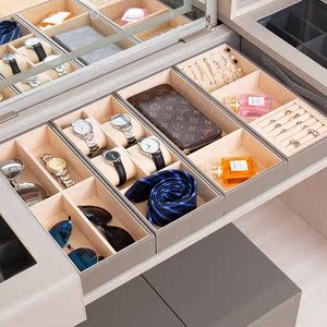 菲卡思高档皮首饰盒衣帽间衣柜耳钉耳环眼镜表饰品收纳抽屉式定制