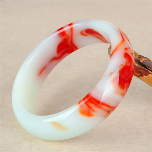 一元拍卖 新疆和田羊脂红白玉玉金丝玉鸡血飘花戈壁玉石手镯子