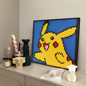 乐高积木精灵宝可梦皮卡丘像素画3d立体拼图壁画挂画男孩拼装玩具