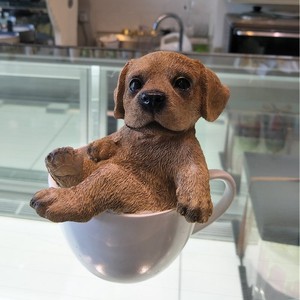 创意茶杯犬小狗狗摆件餐厅酒吧咖啡厅小摆设宠物店橱y窗装饰品礼