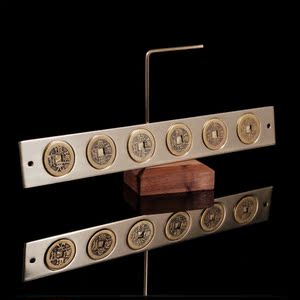 新款玄德馆纯铜八卦六帝尺手工摆件