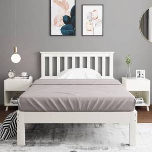 北欧实木床简约现代135米单人床次卧床家用白色木床12米小户型