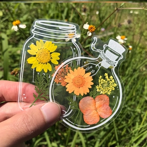 干花相框心形把春天装进瓶子里的春天的手工作品书签塑封膜做标本