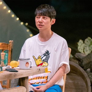 向往的生活6何炅同款白色卡通印花套头短袖纯棉t恤宽松上衣男女潮