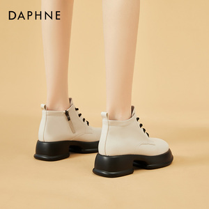 达芙妮/Daphne 琴瑟和鸣~短靴女2024秋季新款系带百搭厚底马丁靴