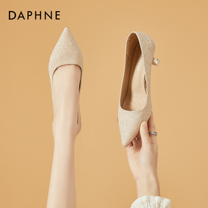 达芙妮/Daphne 闪闪发亮~女神范高跟鞋女秋季新款气质配裙子单鞋