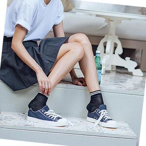 夏季搭配运动鞋的袜子韩版休闲网眼镂空中短袜薄款透气百搭女袜潮