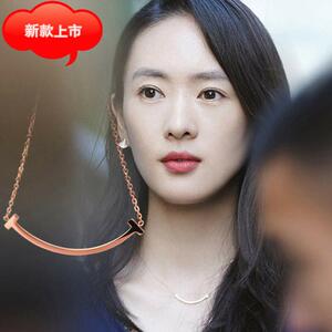 周大福焕美笑脸项链唐晶同款彩金玫瑰金色锁骨链微笑女小号三十而
