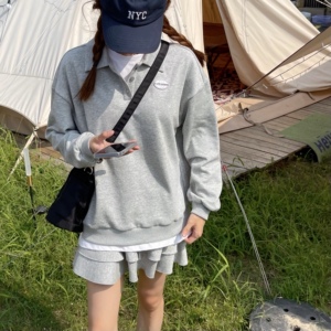 卡罗碧【专柜正品】2021新品嘴嘴 百搭甜美翻领卫衣和荷叶边