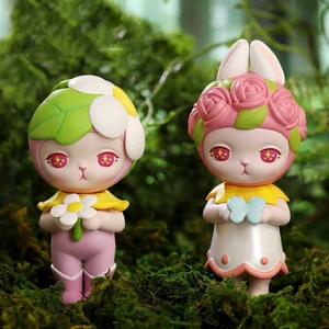 正品popmart泡泡玛特 bunny森林系列花盲盒兔子少女可爱玩具模型