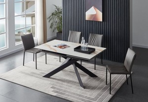 轻奢现代北欧简约可伸缩折叠多功能长餐桌不锈钢大理石餐台