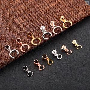 牛鼻孔扣头s925纯银大小牛角钩吊坠夹扣头前后左右横孔夹扣斜孔扣