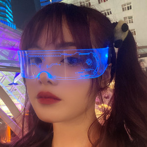 科幻led发光眼镜抖音网红变色墨镜科技感赛博朋克炫酷蹦迪眼睛潮
