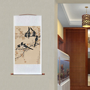 七喜图徐悲鸿名人字画花卉复古办公室客厅挂画装饰画国画宣纸画芯