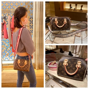 lv/路易威登经典老花新款speedy20枕头包手提单肩斜挎女包m45957