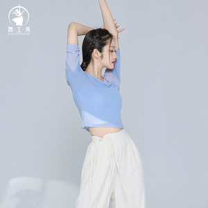 2024现代舞夏季成人舞蹈服短袖上衣练功修身中国古典民族跳舞服女