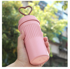 创意网红杯子便携 ins情侣水杯麦秸秆汤杯塑料清新可爱女学生早餐