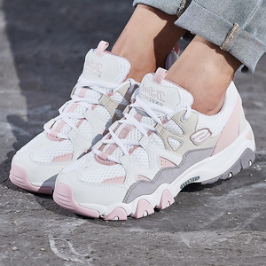 斯凯奇女鞋秋款怪兽甜心超轻熊猫鞋厚底老爹鞋粉色运动鞋99999693