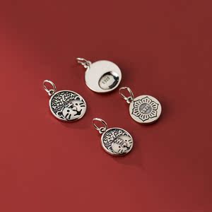 s925纯银文玩念珠配饰男女本命年虎年虎虎生威吊坠侧挂吊饰银饰品