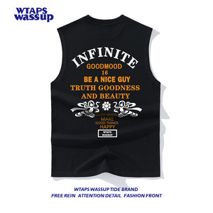 wtaps wassup夏季运动健身篮球背心男士纯棉无袖t恤圆领打底汗衫