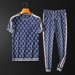 lv lywd潮牌男装短袖长裤跑步休闲运动套装夏季迷彩百搭两件套薄