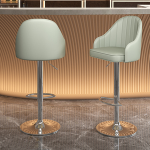 升降吧台椅子现代极简约轻奢高脚吧凳家用北欧铁艺美式旋转靠背椅