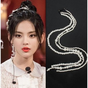 心动号信的杨超越同饰珍珠发带发夹仙女流苏马尾头发款发卡夹子.
