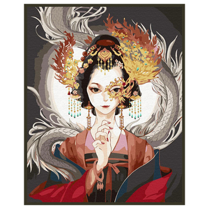 半面妆萧十一郎数字油画diy古风美人小说人物插画中式装饰画填色茗