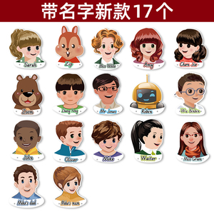 人教版pep小学英语上课堂道具教具互动表演角色人物扮演头饰头像