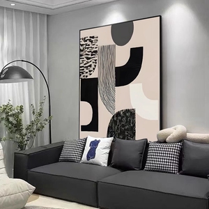 客厅装饰画轻奢现代极简黑白灰几何抽象壁画高档沙发背景墙挂画