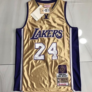 kobe湖人24号科比2020年名人堂纪念版金紫色密绣球衣背心男篮球服