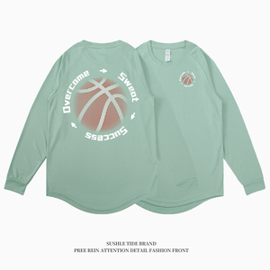 日落篮球纯色运动长袖薄款T恤男速干篮球训练热身投篮服健身衣女