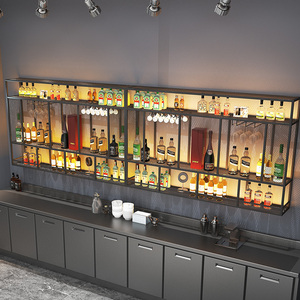 酒吧吧台背景酒架靠墙式展示架红酒杯架葡萄酒置物架挂墙式酒柜架