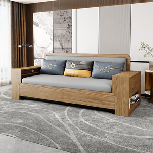 实木生态多层板沙发床可折叠两用客厅2021年新款多功能科技布收纳